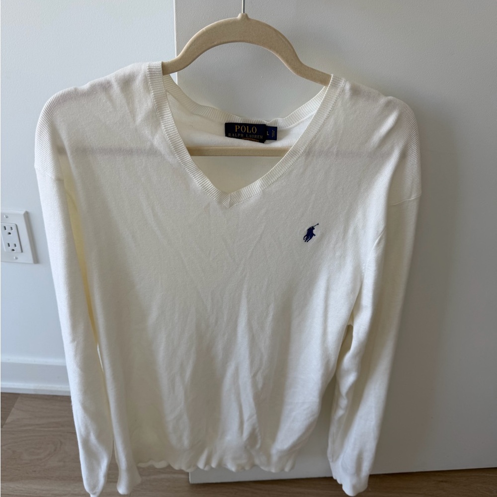 Polo Ralph Lauren Men’s Cream V-Neck Sweater